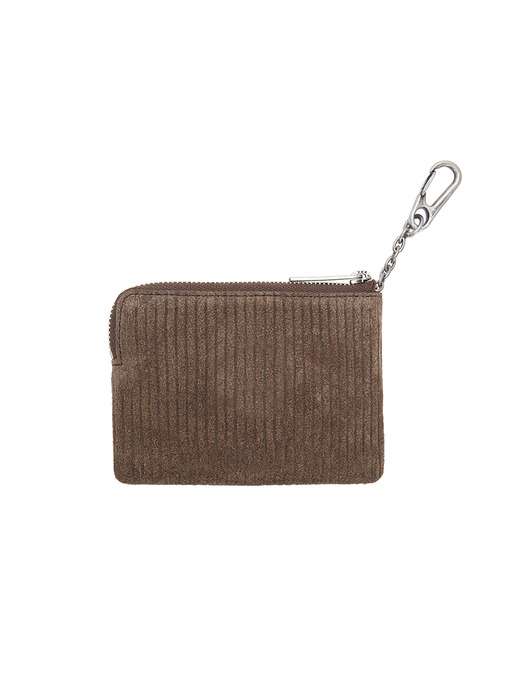 HEART ZIPPER WALLET_SILVER LOGO_cocoa corduroy suede