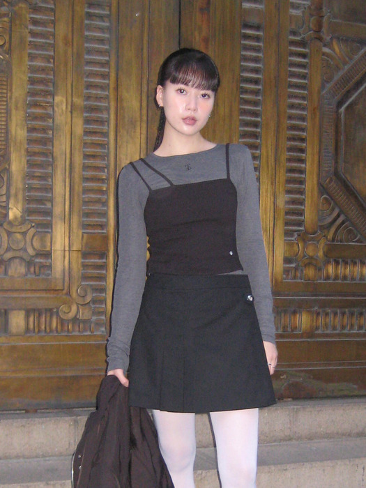 [규진&규원 PICK] PLEATS WRAP SKIRT BK