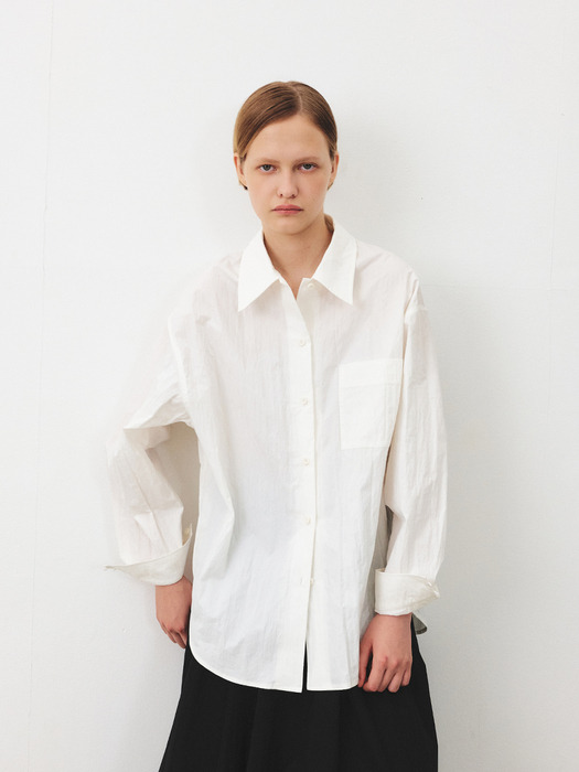 TFF OVERFIT WASHED SHIRT_WHITE