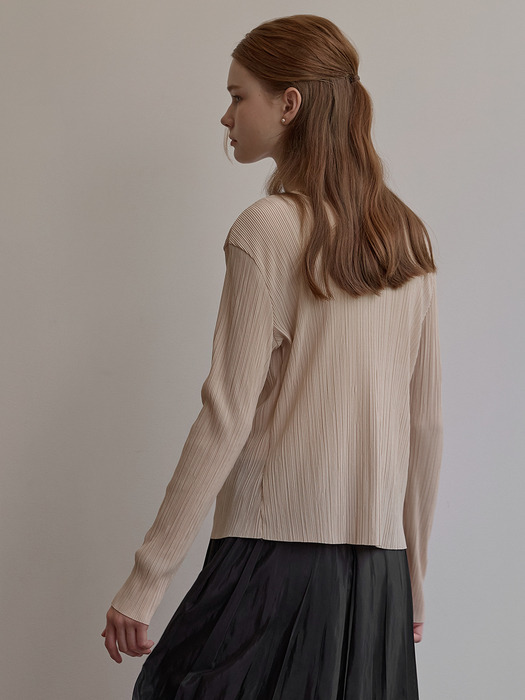 Boat neck crease top - Yellow beige