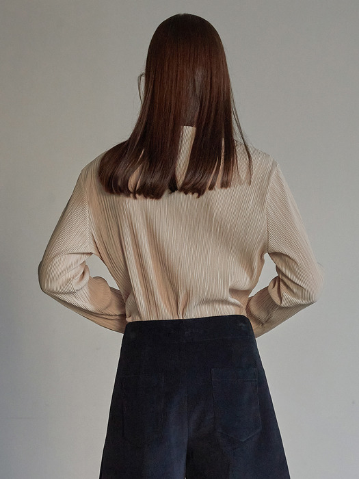 Boat neck crease top - Yellow beige