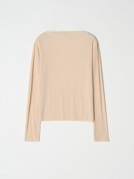 Boat neck crease top - Yellow beige