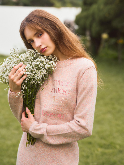 ALPACA EMBROIDERY CROP KNIT_PEACH GREY