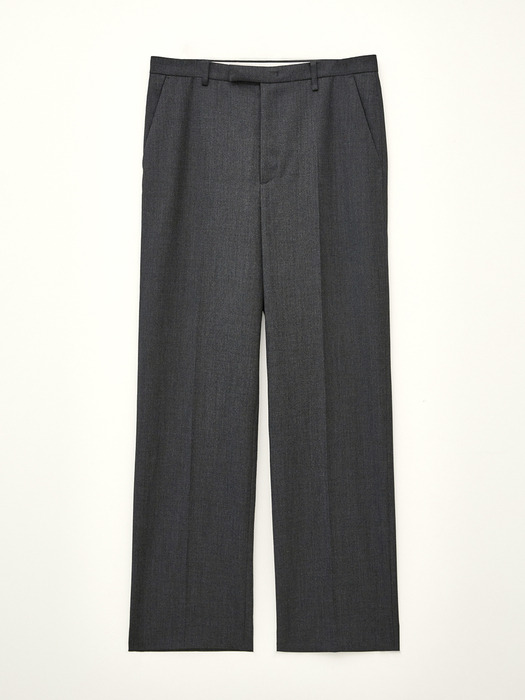 For men, Low Waist Wool Slacks / Charcoal Grey