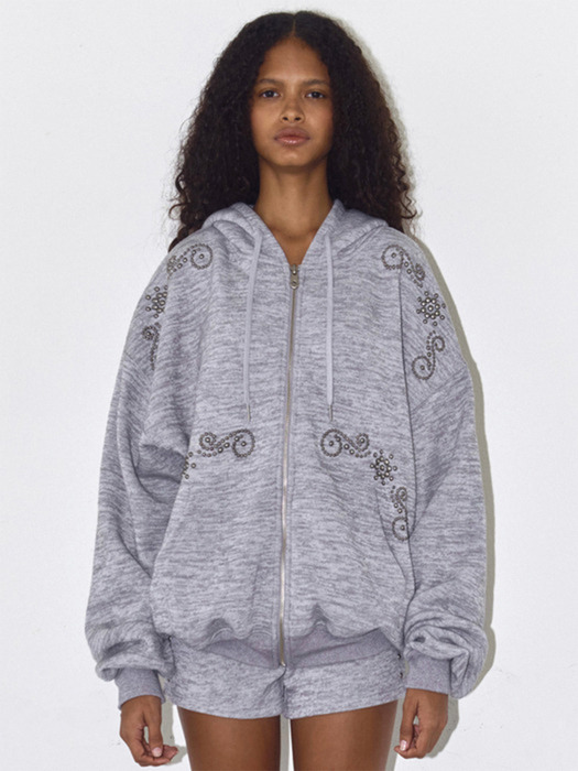 ORNAMENT STUDDED HOODIE_ONZI_EDITION, GREY