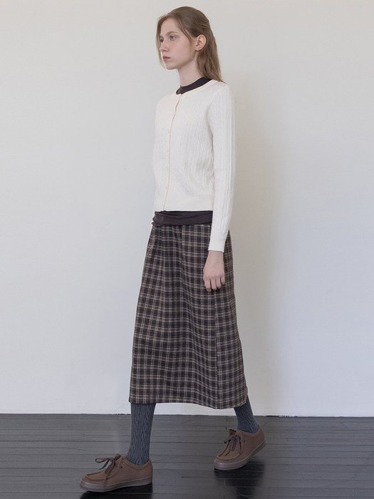 Check banded skirt _ Brown