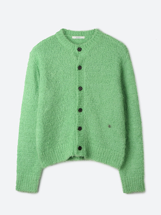 UNISEX, Hairy Round Knit Cardigan / Apple Mint