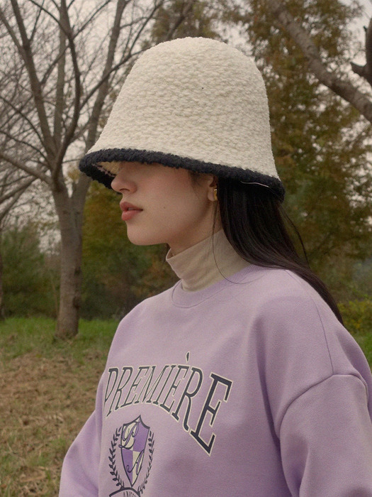 Two-Tone Knit Bucket Hat - White