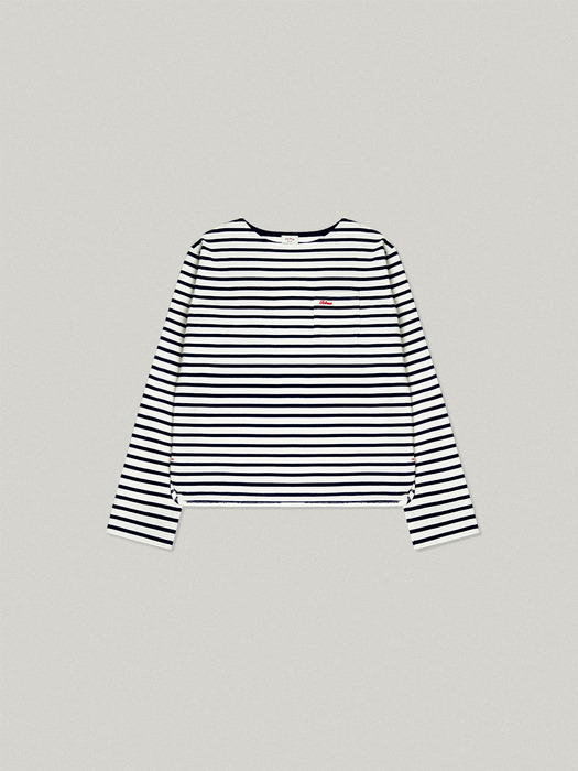 NUER STRIPE T-SHIRT IN [IVORY NAVY]