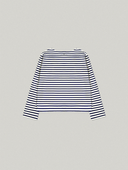 NUER STRIPE T-SHIRT IN [IVORY NAVY]