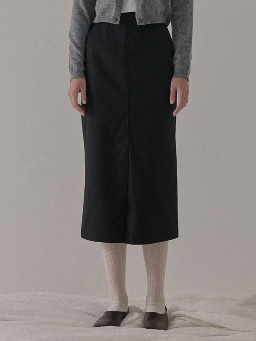 [Camino X Illuselle] POCKET H LINE LONG SKIRT BLACK