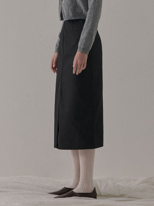 [Camino X Illuselle] POCKET H LINE LONG SKIRT BLACK