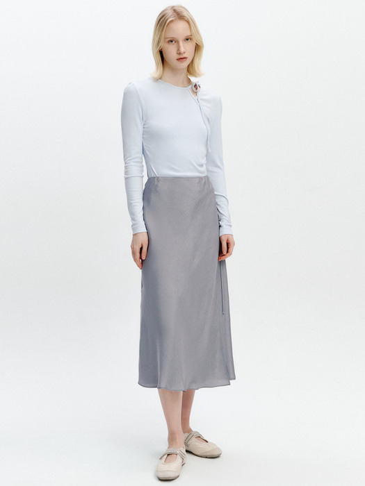 Asymmetric Strap T-blouse LIGHT BLUE