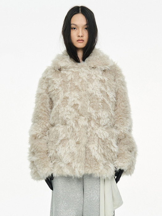CERRIC 25FW MIXED FUR JACKET アイボリー 세릭]MIXED FUR JACKET / IVORY
