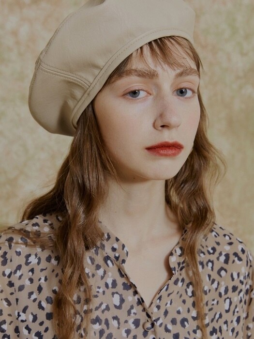 A ARTIFICIAL LEATHER BERET_BEIGE
