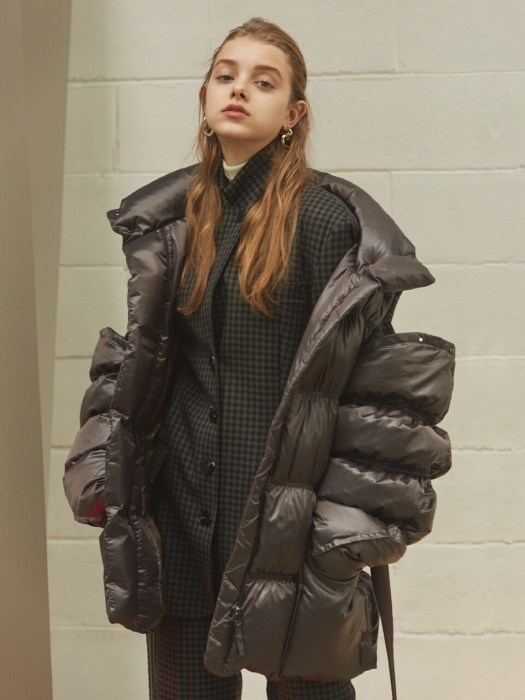 belted down jacket (sleeve detachable)