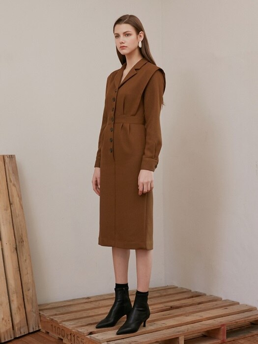 NOTCHED COLLAR OP_OLIVE BROWN