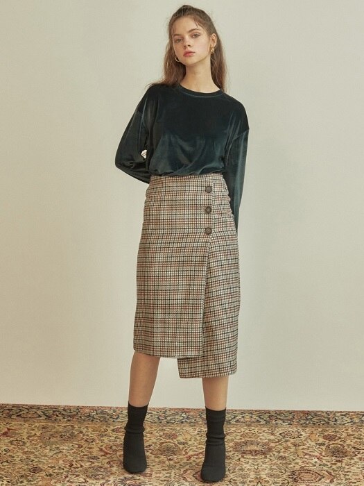 R BUTTON WRAP SKIRT_GY ?/S