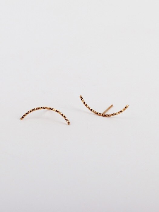 silver cutting texture line earring