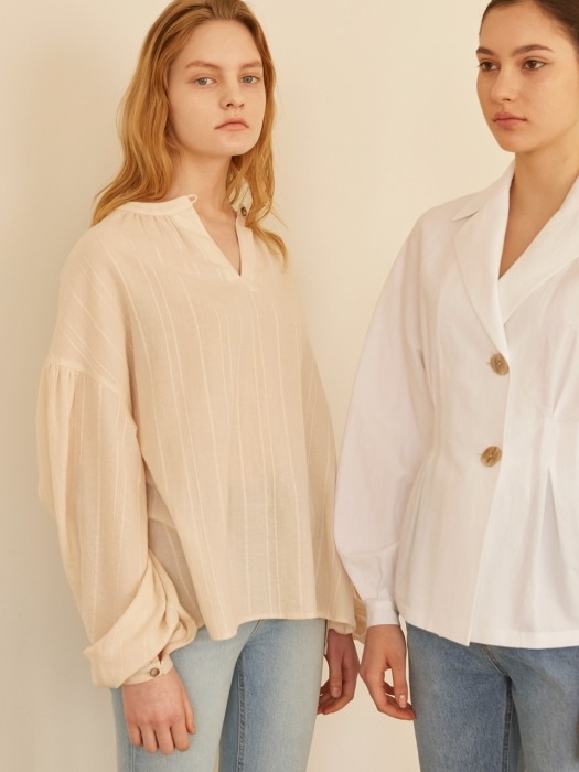 19SS SHIRRING INNOCENCE BLOUSE LIGHT BEIGE