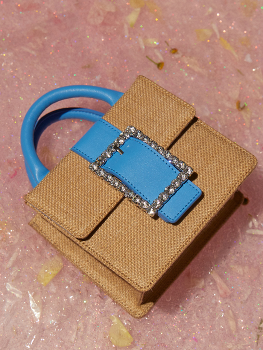 Lady Embellished Pocket Bag_Raffia Blue