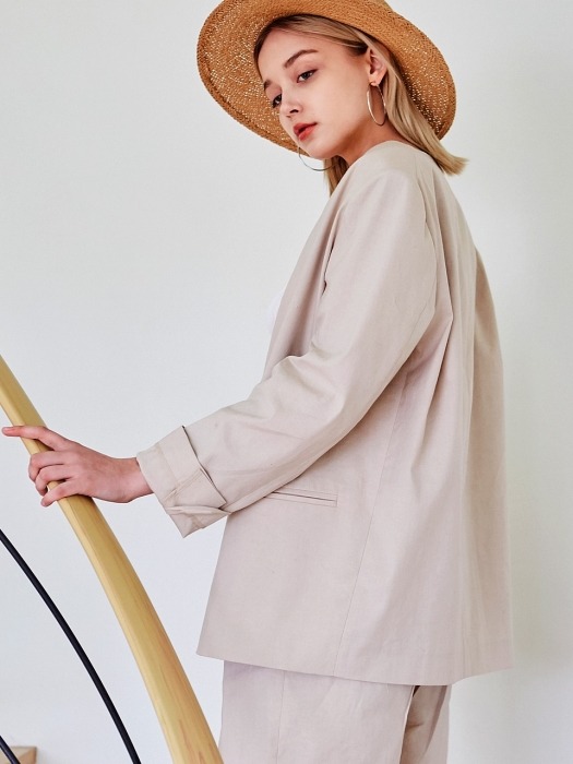 TWO BUTTON LINEN JACKET BEIGE