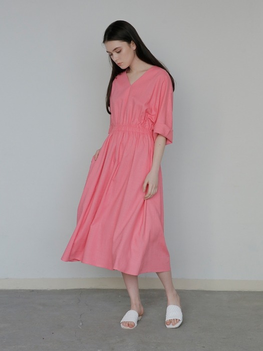 LINEN DRESS PINK