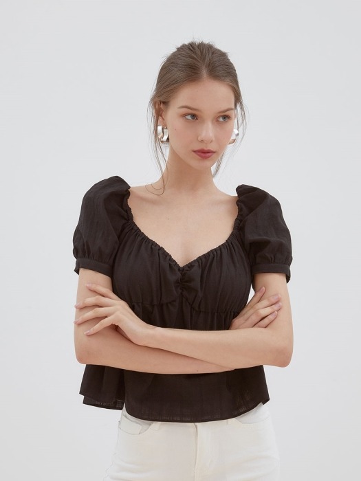 grace shirring blouse [black] 