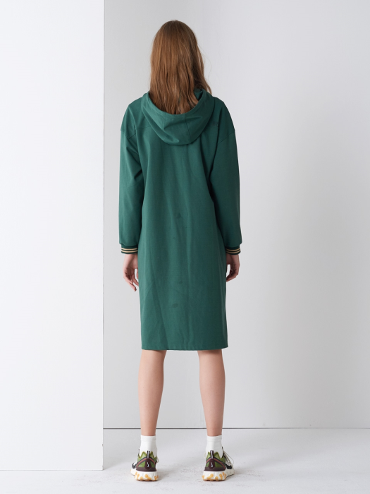 BAR-CODE LONG HOOD ONE-PIECE GREEN