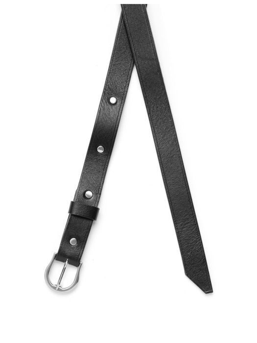 Long Leather Belt Black