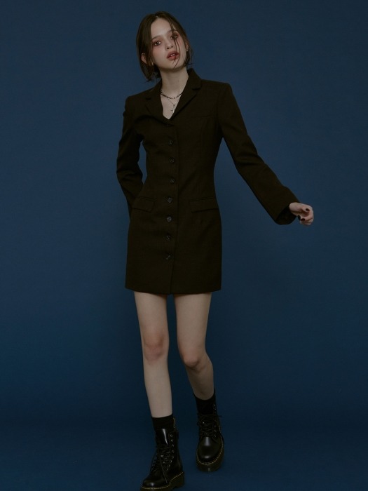 WOOL ONEPIECE JACKET dark brown 