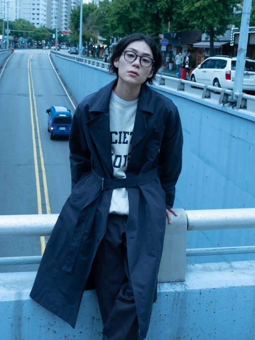 Over Fit Trench Coat, Navy