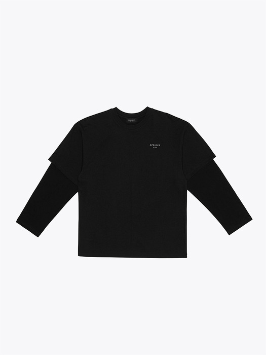Oversized Layered T-Shirt - Black