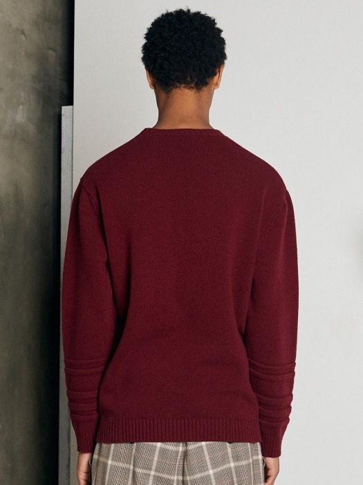 [Premium] CASHMERE ROUND CREW NECK PULLOVER_BACCA WINE