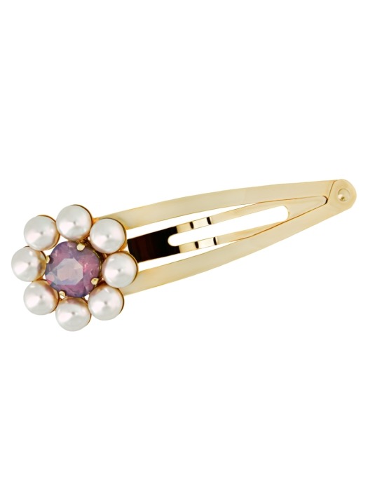 Flower Motive Pearl Hairpin (Opal Purple)