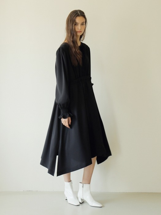 19FW SHIRRING BAND DRESS / BLACK