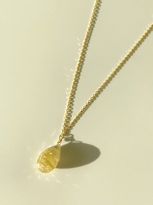 Lemon Quartz water ``drop`` necklace [silver925]