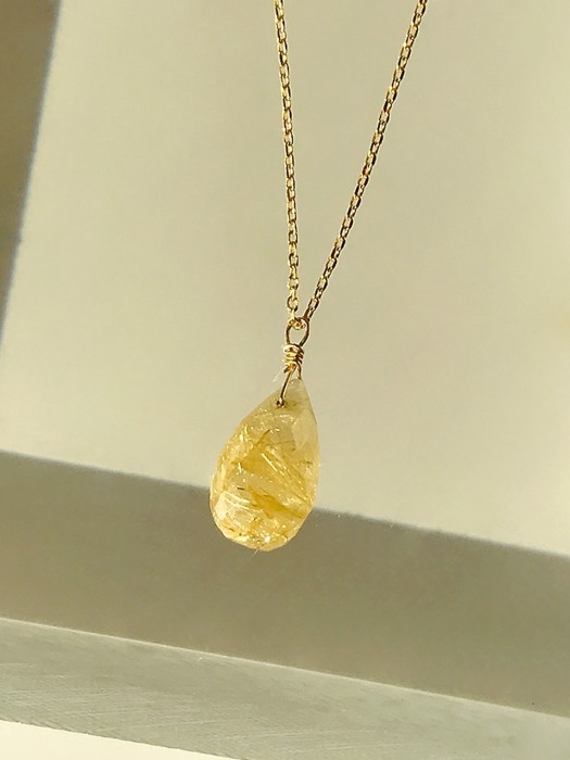 Lemon Quartz water ``drop`` necklace [silver925]