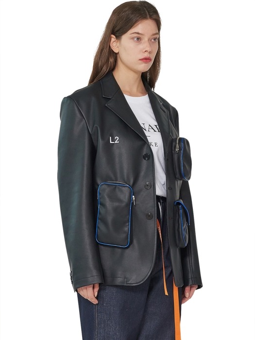 FRANCE Multi pocket blazer (Black)