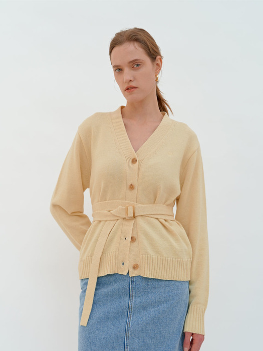 BELTED COTTON CARDIGAN (yellow)