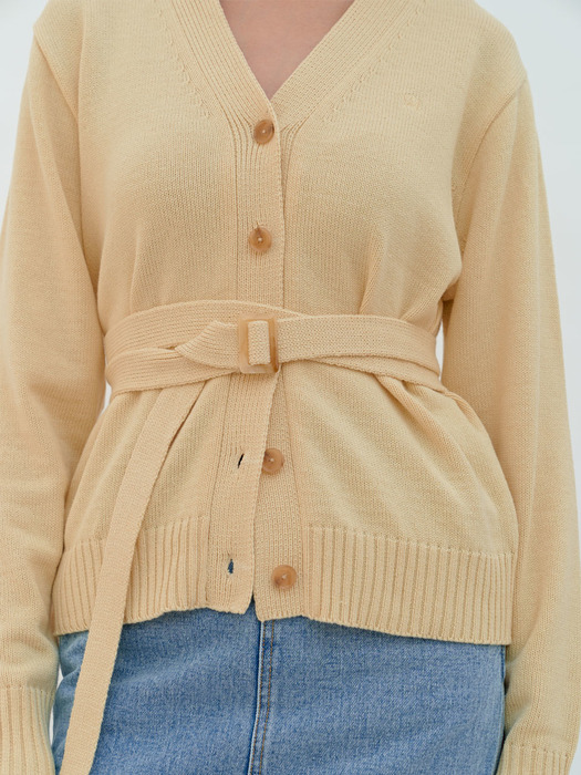 BELTED COTTON CARDIGAN (yellow)