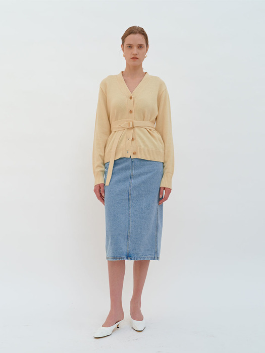 BELTED COTTON CARDIGAN (yellow)