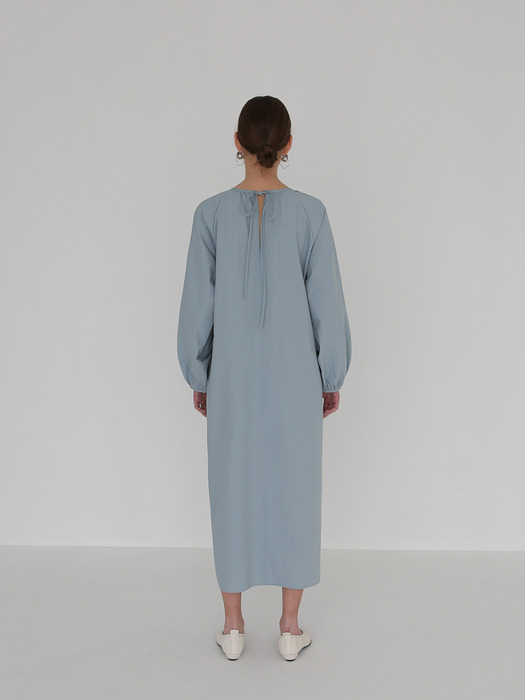 SHIRRING DRESS - SKYBLUE