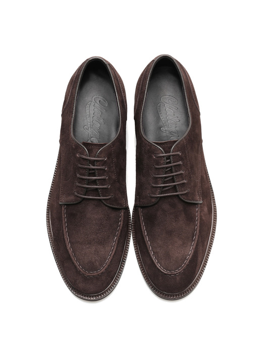 120 suede u tip derby dark brown