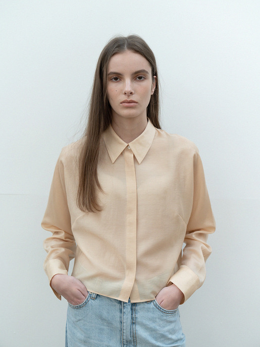 tencel short blouse (beige)