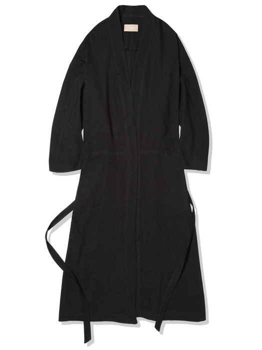 SI OT 4002 Natural Linen Robe_Black