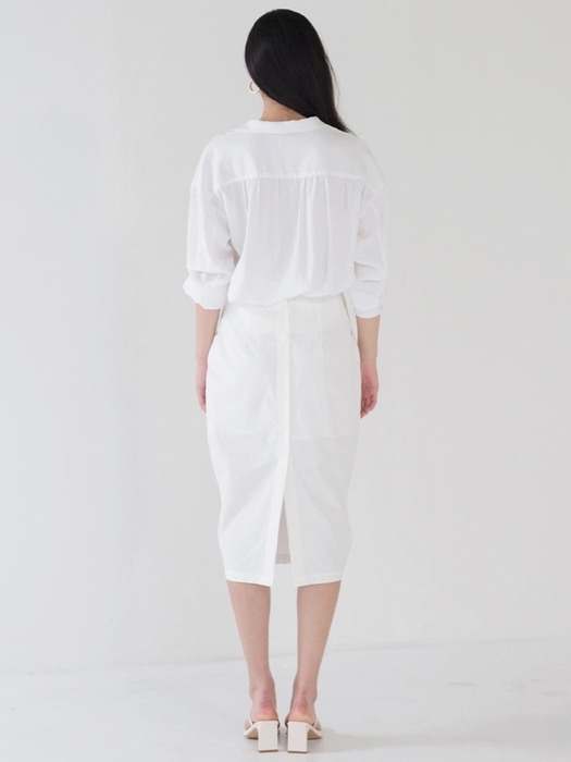 Shirring Wrap Shirt - White