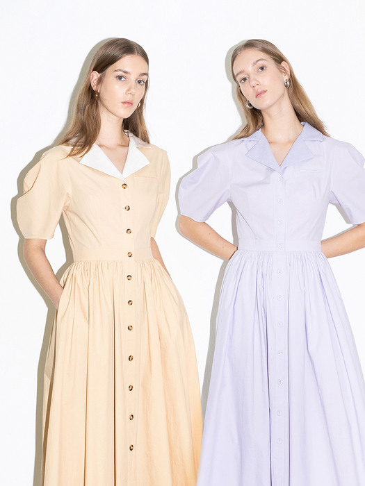 [N]HOLLYWOOD shirred waist detail  dress  (Butter/Lilac)
