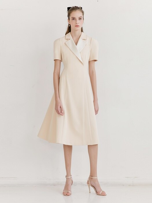 [미전시]MADELYN Double-breasted button blazer dress (Butter)