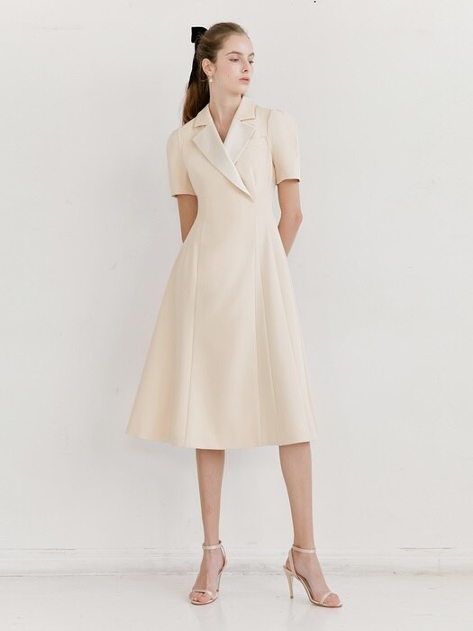 [미전시]MADELYN Double-breasted button blazer dress (Butter)